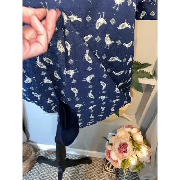 Lily Rose size Medium GUC Blue GUC Lined Dress with Birds Button Closure - Picture 4 of 12